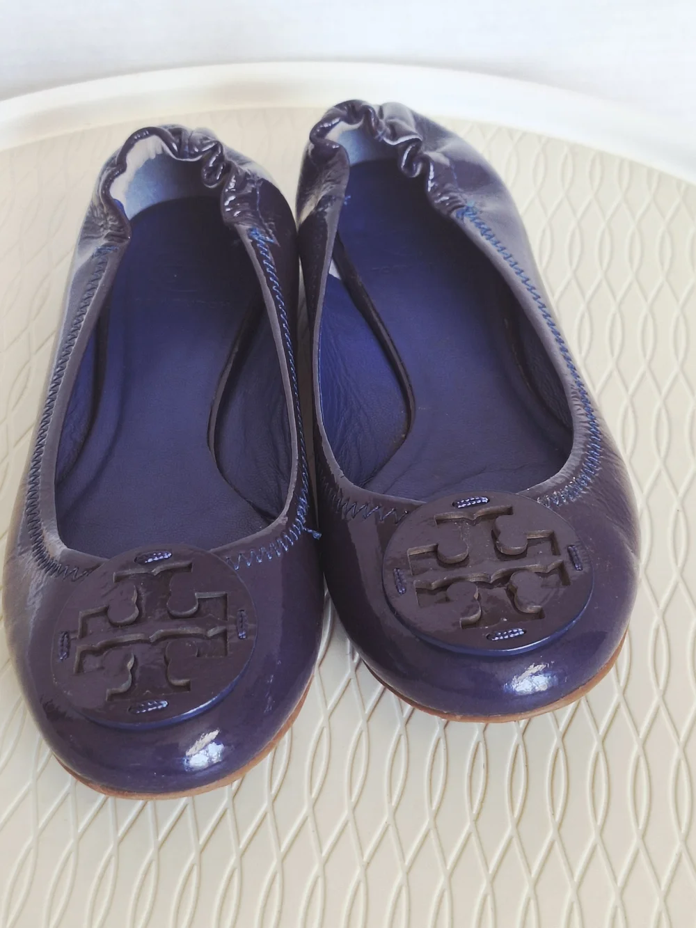 💙Tory Burch Patent Leather Ballet Flats in Deep Purple 🤍Sz 7.5M